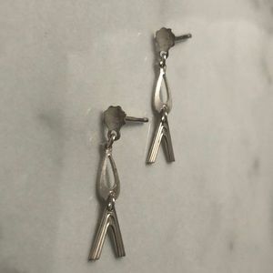 Vintage handmade sterling silver arch drop stud earrings